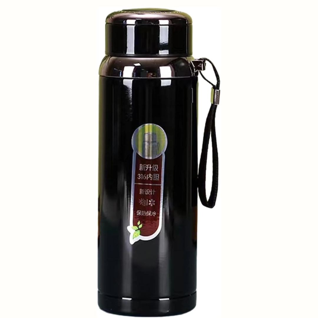 BOTELLA TERMICA DE ACERO INOXIDABLE 600ML NEGRO - 3