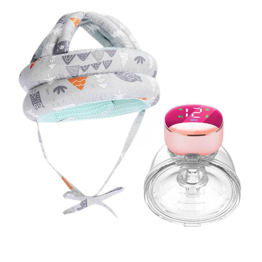 EXTRACTOR DE LECHE MANOS LIBRE FUCSIA + GORRO ANTI CAIDA PARA NIÑO - 1