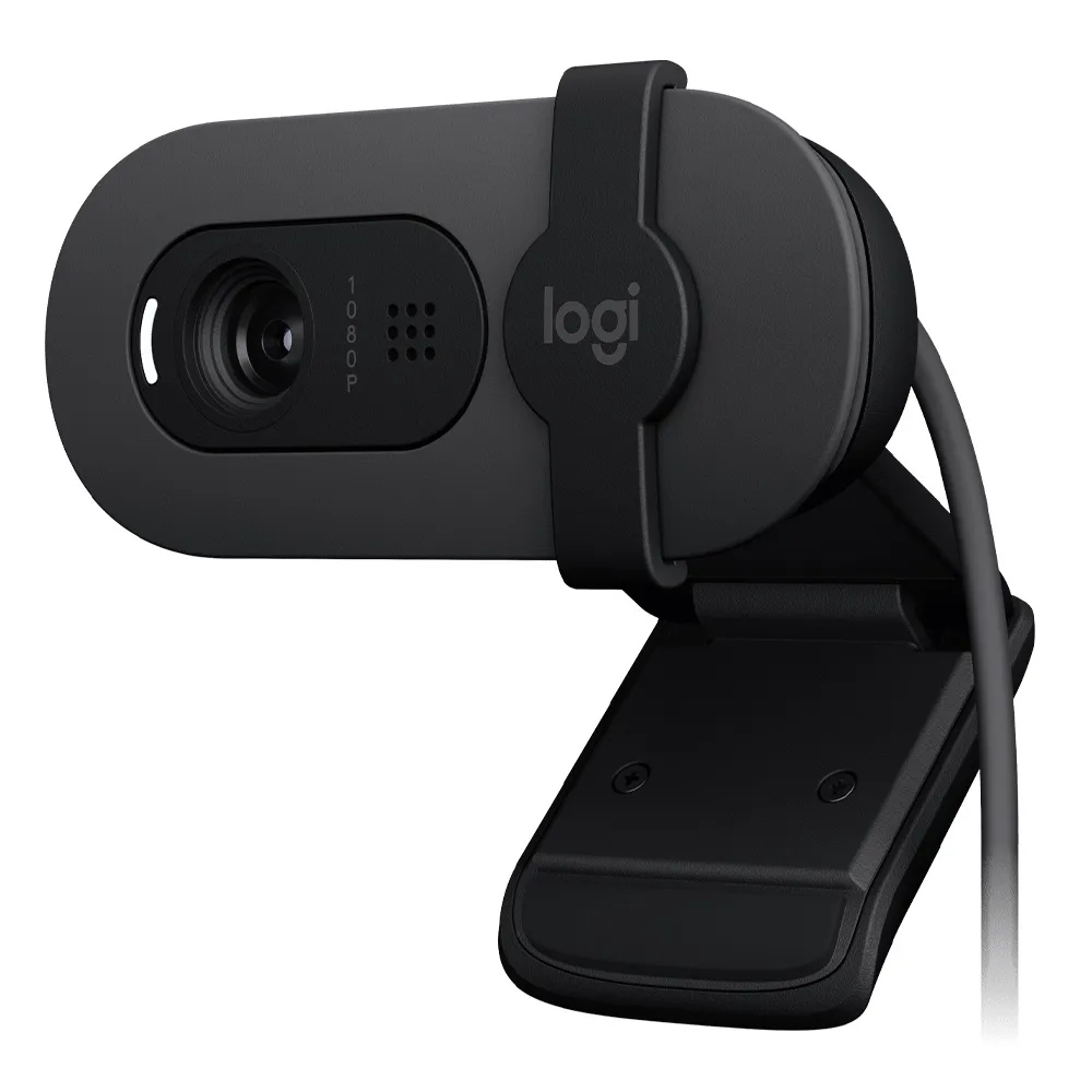 CÁMARA WEB LOGITECH BRIO 100 FHD 1080P, CONEXIÓN USB, MICRÓFONO INTEGRADO, TAPA DE PRIVACIDAD, CABLE 1.5 M, NEGRO - 1