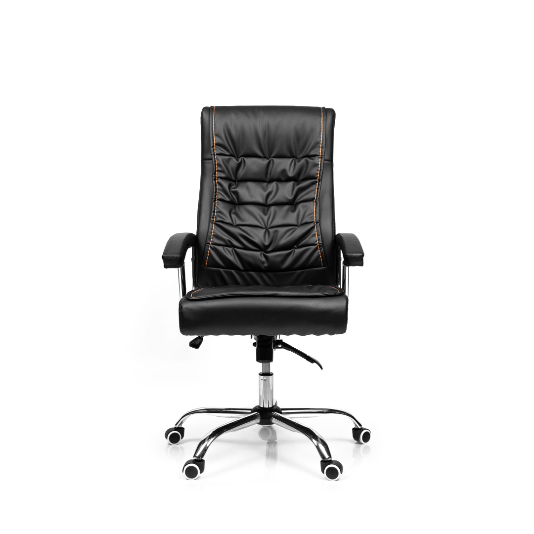 SILLA DE OFICINA GERENCIAL SHINY 909 XION - GIRATORIA CON RUEDAS, SISTEMA DE BALANCEO CON BLOQUEO, ERGONÓMICA, CUERO PU NEGRO - 1