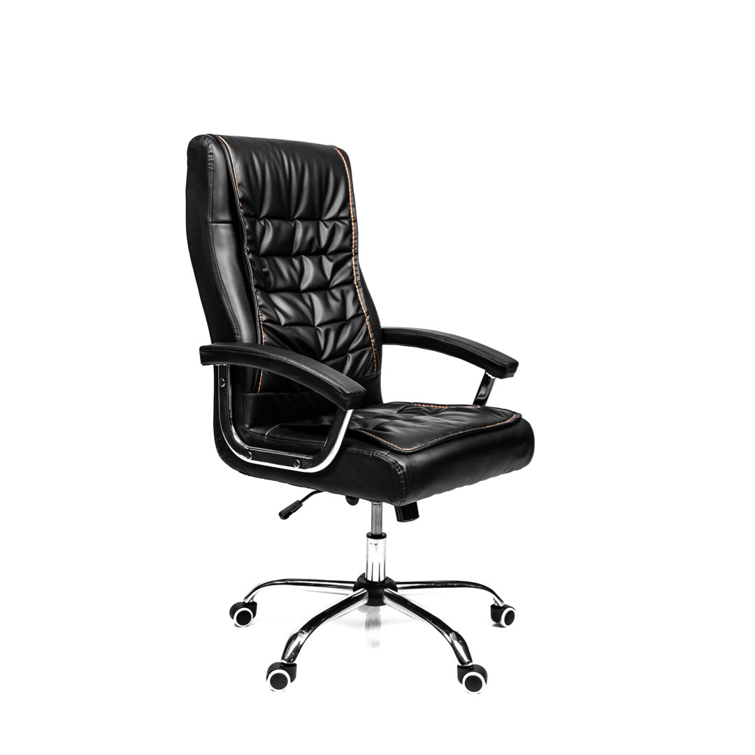 SILLA DE OFICINA GERENCIAL SHINY 909 XION - GIRATORIA CON RUEDAS, SISTEMA DE BALANCEO CON BLOQUEO, ERGONÓMICA, CUERO PU NEGRO - 3