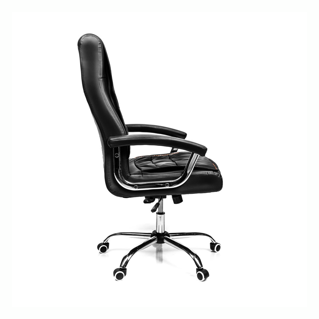 SILLA DE OFICINA GERENCIAL SHINY 909 XION - GIRATORIA CON RUEDAS, SISTEMA DE BALANCEO CON BLOQUEO, ERGONÓMICA, CUERO PU NEGRO - 5
