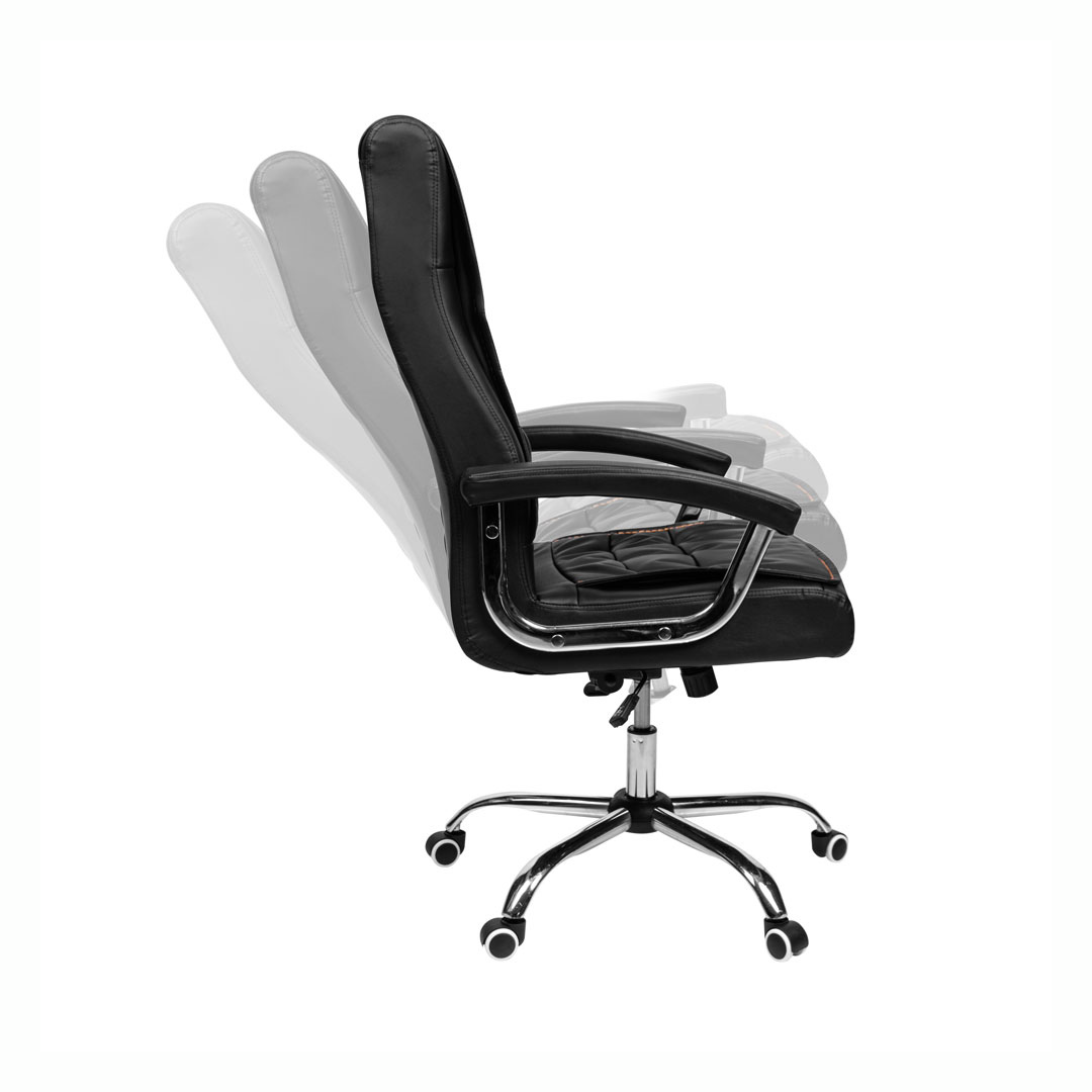 SILLA DE OFICINA GERENCIAL SHINY 909 XION - GIRATORIA CON RUEDAS, SISTEMA DE BALANCEO CON BLOQUEO, ERGONÓMICA, CUERO PU NEGRO - 7