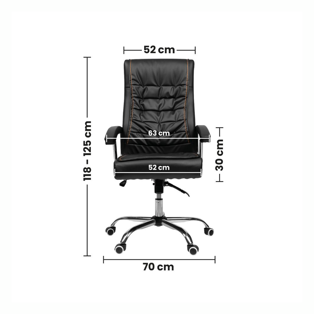 SILLA DE OFICINA GERENCIAL SHINY 909 XION - GIRATORIA CON RUEDAS, SISTEMA DE BALANCEO CON BLOQUEO, ERGONÓMICA, CUERO PU NEGRO - 10