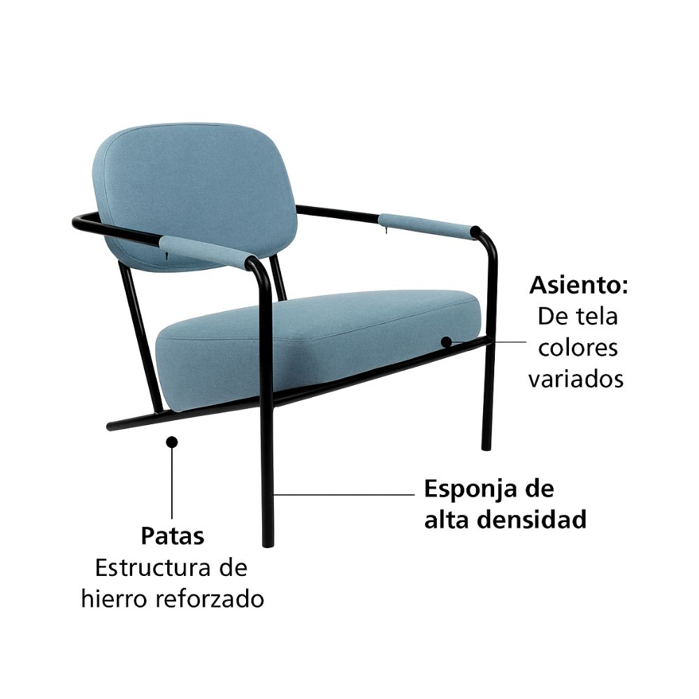 SILLA MODERNA DE DESCANSO NIRVANA XION - TAPIZ DE TELA, DISEÑO COMPACTO, 1 CUERPO - 4