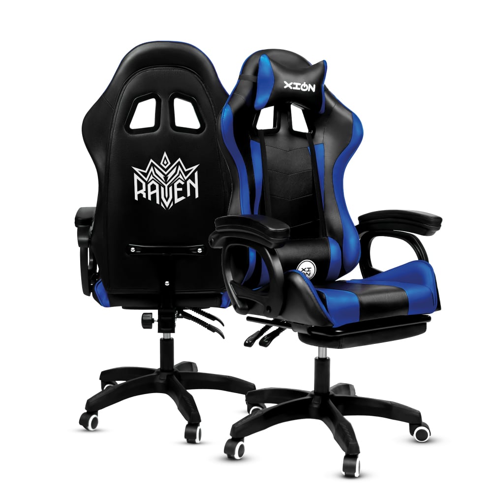 SILLA GAMER RAVEN XION ERGONÓMICA CON MASAJEADOR LUMBAR, POSAPIÉS, MÁX 120KG, RECLINACIÓN 135° NEGRO - 2