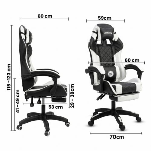 SILLA GAMER RAVEN XION ERGONÓMICA CON MASAJEADOR LUMBAR, POSAPIÉS, MÁX 120KG, RECLINACIÓN 135° NEGRO - 3
