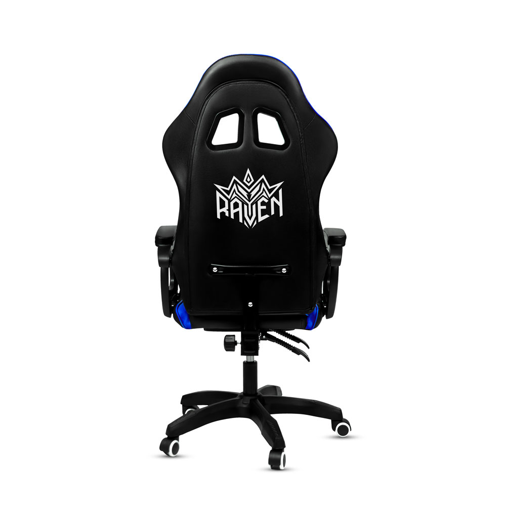 SILLA GAMER RAVEN XION ERGONÓMICA CON MASAJEADOR LUMBAR, POSAPIÉS, MÁX 120KG, RECLINACIÓN 135° NEGRO - 7