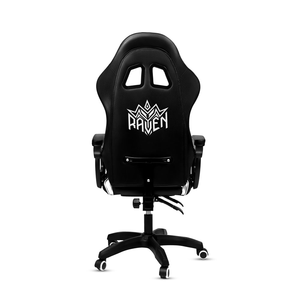 SILLA GAMER RAVEN XION CON LUCES RGB, CONTROL, MASAJEADOR LUMBAR, POSAPIÉS, MÁX 120KG, RECLINACIÓN 135° BLANCO - 6