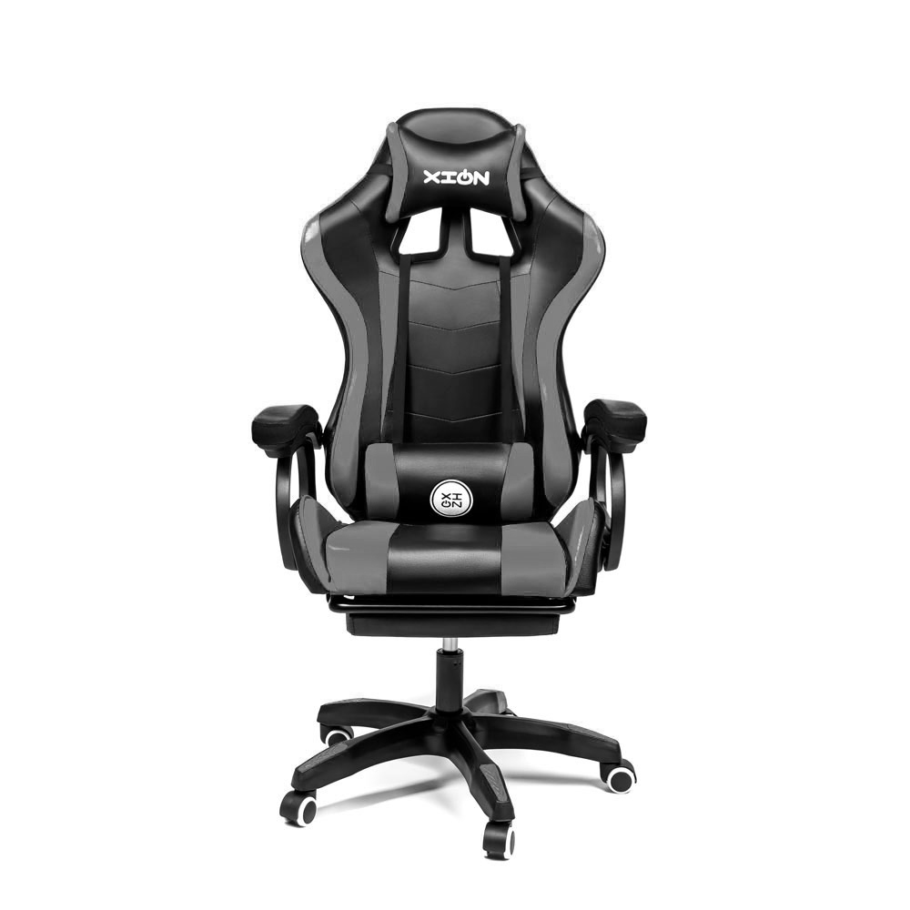 SILLA GAMER RAVEN XION ERGONÓMICA CON MASAJEADOR LUMBAR, POSAPIÉS, MÁX 120KG, RECLINACIÓN 135° GRIS - 5