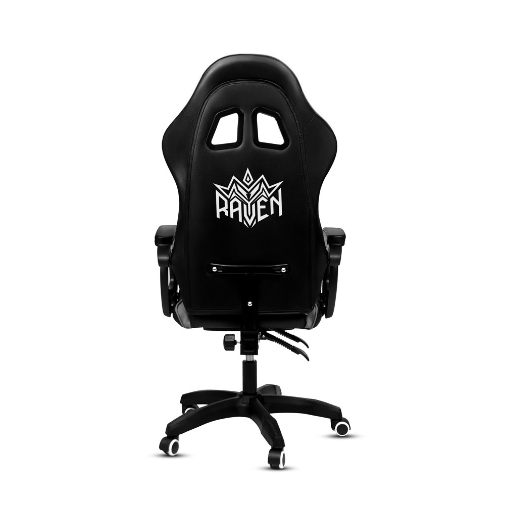 SILLA GAMER RAVEN XION ERGONÓMICA CON MASAJEADOR LUMBAR, POSAPIÉS, MÁX 120KG, RECLINACIÓN 135° GRIS - 7