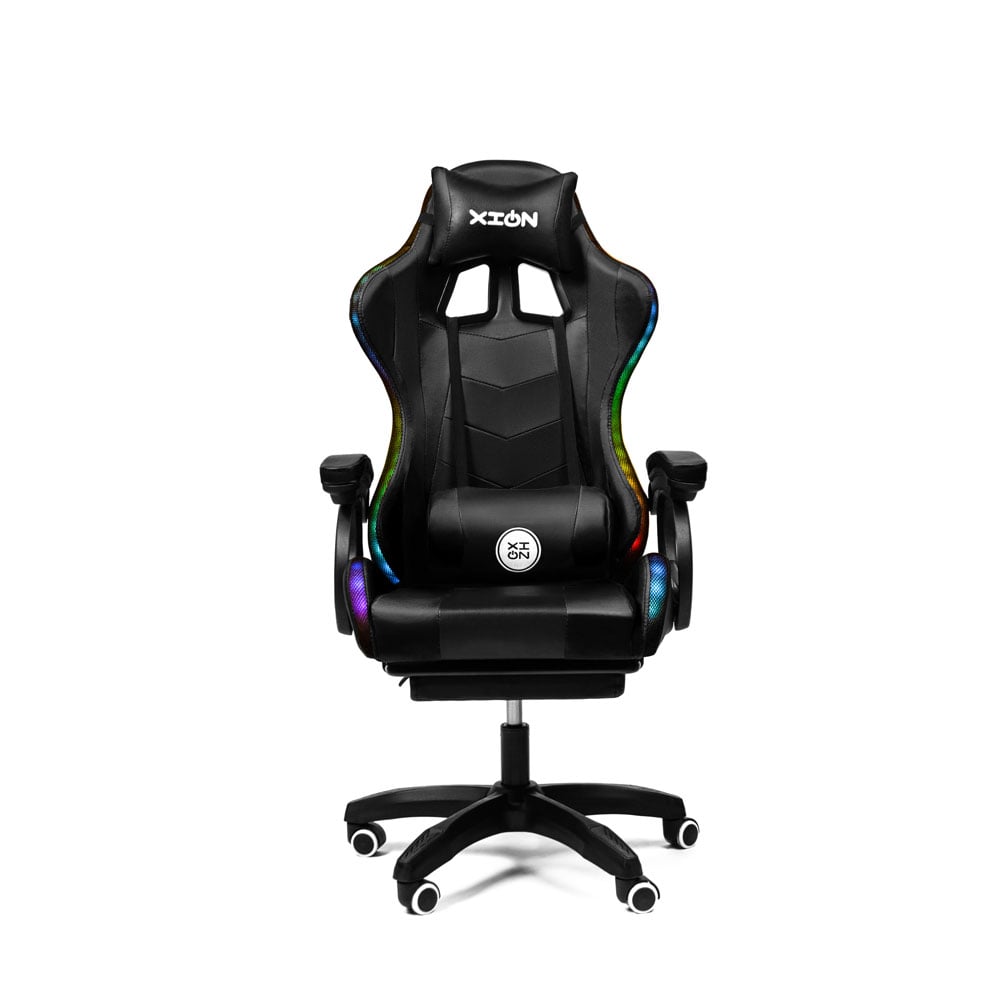 SILLA GAMER RAVEN XION CON LUCES RGB, CONTROL, MASAJEADOR LUMBAR, POSAPIÉS, MÁX 120KG, RECLINACIÓN 135° NEGRO - 3