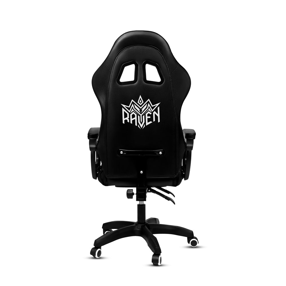SILLA GAMER RAVEN XION CON LUCES RGB, CONTROL, MASAJEADOR LUMBAR, POSAPIÉS, MÁX 120KG, RECLINACIÓN 135° NEGRO - 6