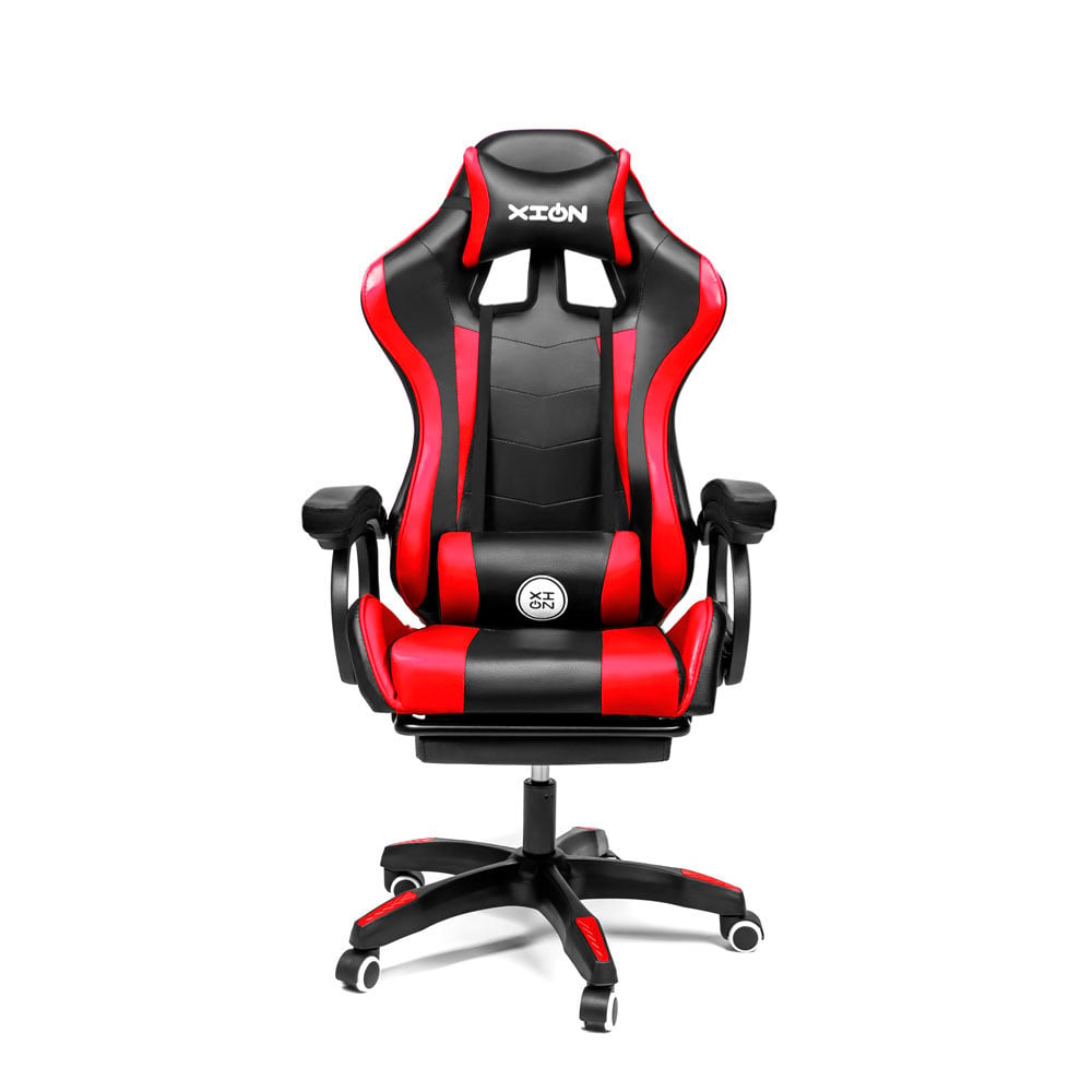 SILLA GAMER RAVEN XION ERGONÓMICA CON MASAJEADOR LUMBAR, POSAPIÉS, MÁX 120KG, RECLINACIÓN 135° ROJO - 5