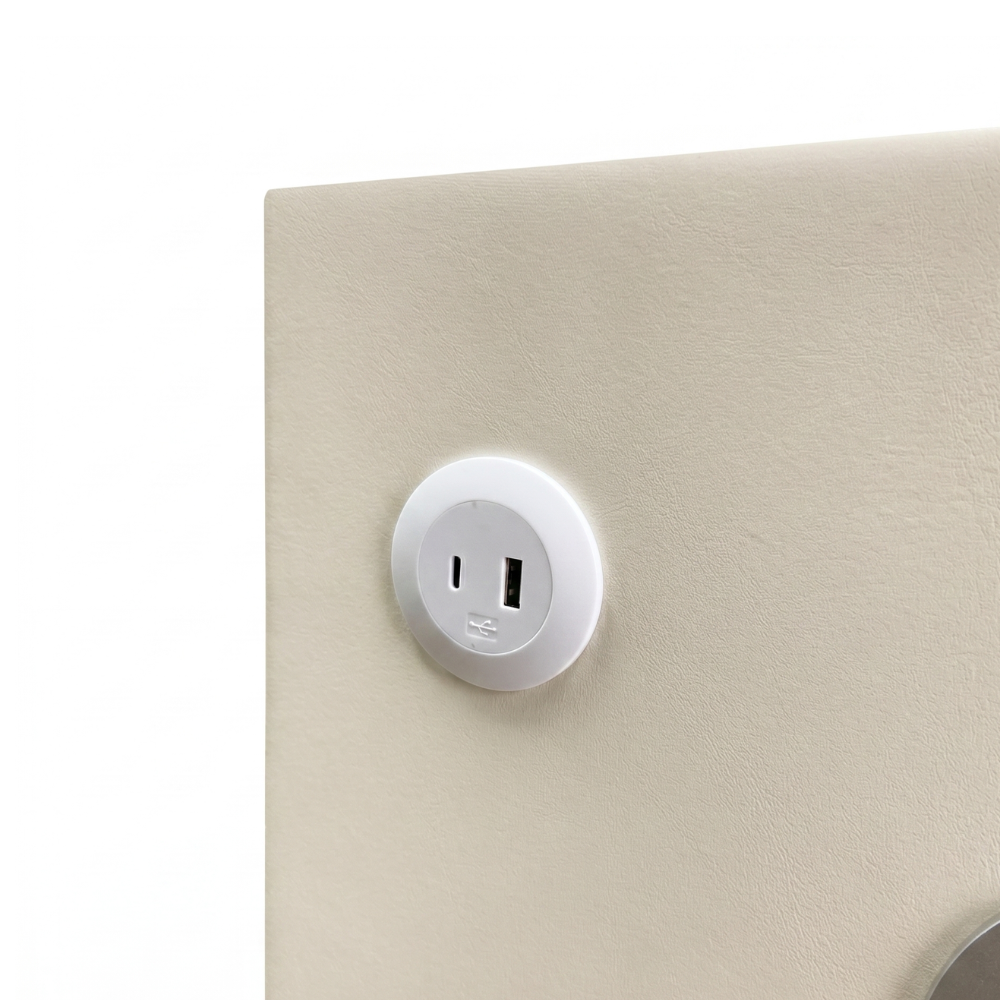 MESA DE NOCHE SMART DECOKASA CON SENSOR DE HUELLA DACTILAR, PARLANTE BLUETOOTH, CARGA INALÁMBRICA Y LUZ LED TÁCTIL BLANCO - 5