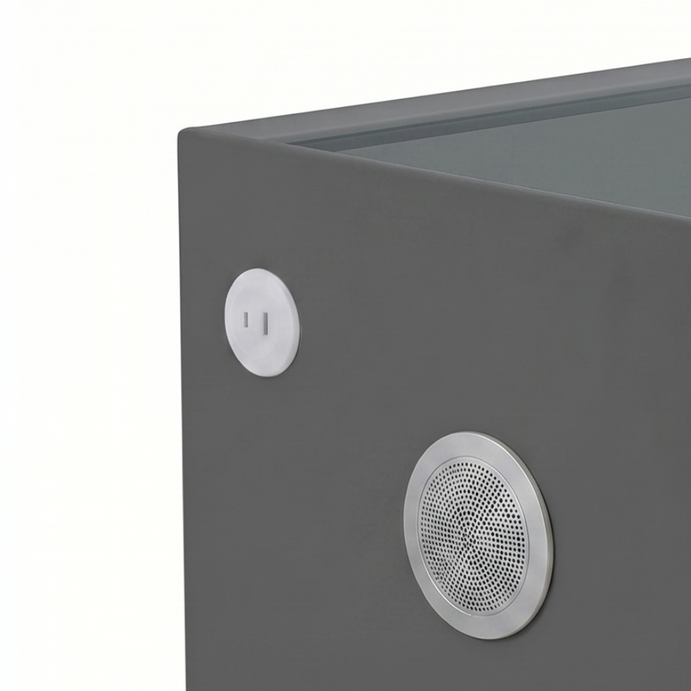 MESA DE NOCHE SMART DECOKASA CON SENSOR DE HUELLA DACTILAR, PARLANTE BLUETOOTH, CARGA INALÁMBRICA Y LUZ LED TÁCTIL PLOMO - 3