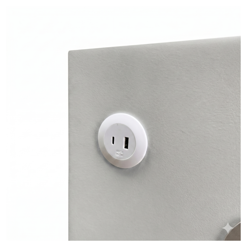MESA DE NOCHE SMART DECOKASA CON SENSOR DE HUELLA DACTILAR, PARLANTE BLUETOOTH, CARGA INALÁMBRICA Y LUZ LED TÁCTIL GRIS - 5