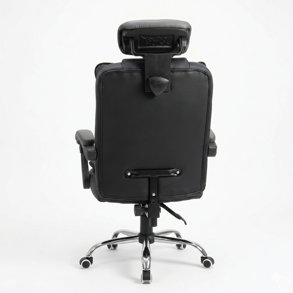 SILLA DE OFICINA GERENCIAL 777 XION ERGONÓMICA DE CUERO PU CON POSAPIÉS Y REPOSACABEZAS REGULABLE NEGRO - 4