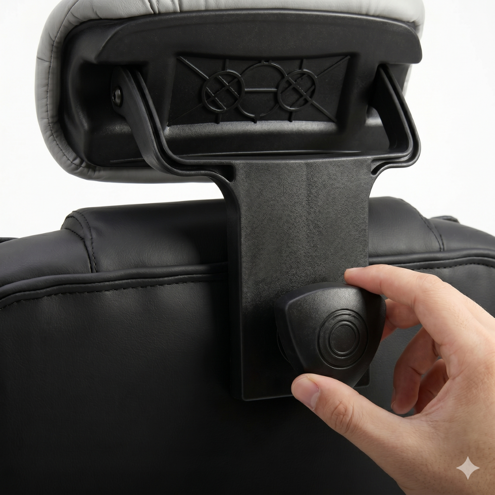 SILLA DE OFICINA GERENCIAL 777 XION ERGONÓMICA DE CUERO PU CON POSAPIÉS Y REPOSACABEZAS REGULABLE NEGRO - 5