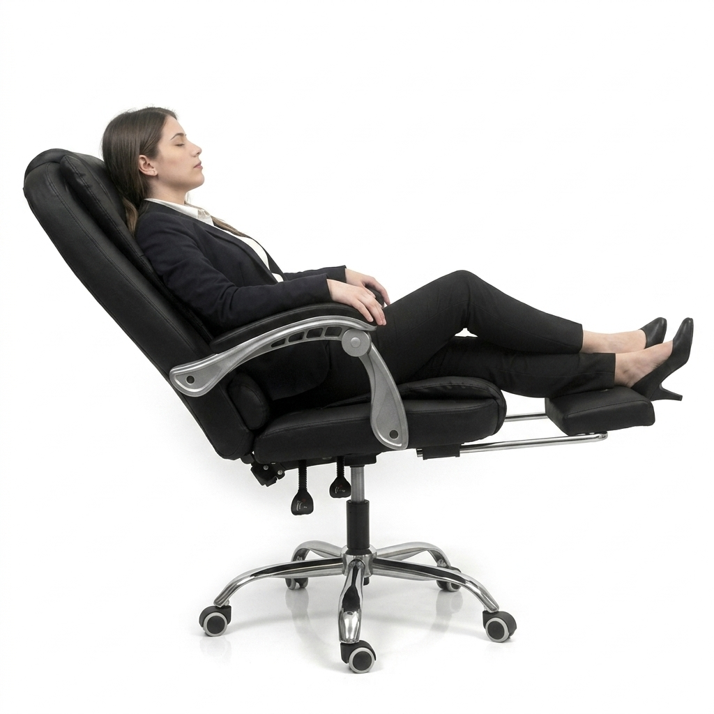 SILLA DE OFICINA GERENCIAL 707 XION ERGONÓMICA DE CUERO PU CON POSAPIÉS, MASAJEADOR LUMBAR Y RECLINACIÓN 135 GRADOS NEGRO - 4