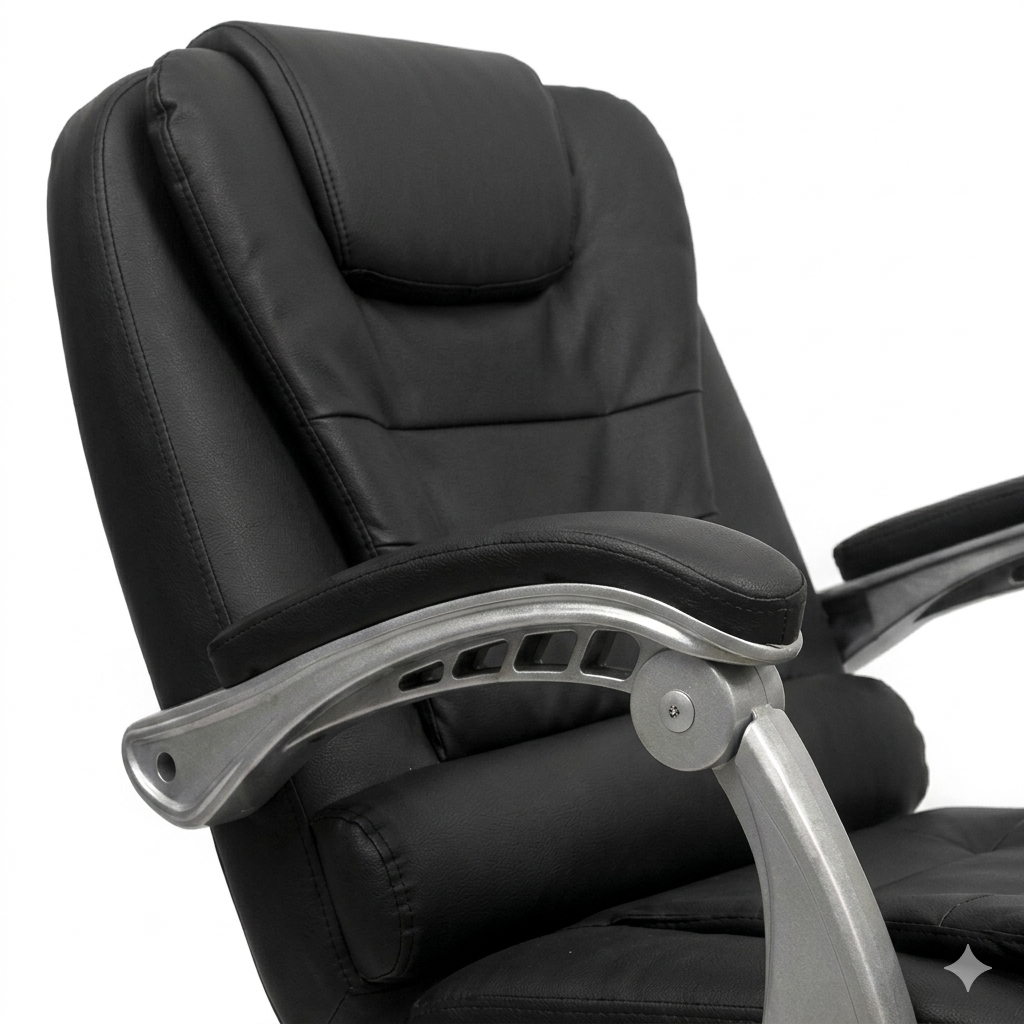 SILLA DE OFICINA GERENCIAL 707 XION ERGONÓMICA DE CUERO PU CON POSAPIÉS, MASAJEADOR LUMBAR Y RECLINACIÓN 135 GRADOS NEGRO - 8