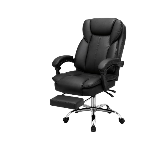 SILLA DE OFICINA GERENCIAL 509 XION ERGONÓMICA DE CUERO PU CON POSAPIÉS Y RECLINACIÓN 135 GRADOS NEGRO - 1