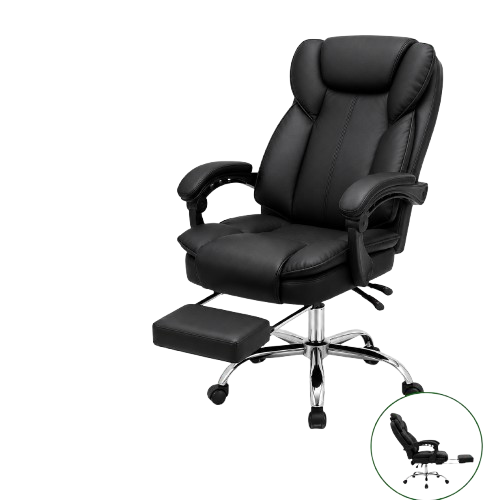 SILLA DE OFICINA GERENCIAL 509 XION ERGONÓMICA DE CUERO PU CON POSAPIÉS Y RECLINACIÓN 135 GRADOS NEGRO - 3