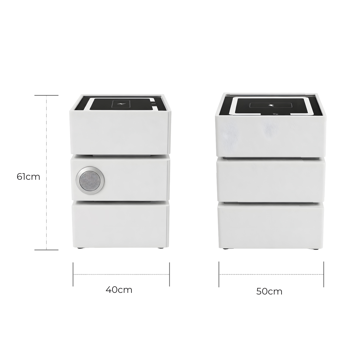 MESA DE NOCHE SMART VR. 5 DE MADERA CON 3 NIVELES, CARGA INALÁMBRICA, PARLANTES BLUETOOTH, USB, LUZ DE 3 TONOS Y CAJONES - 4