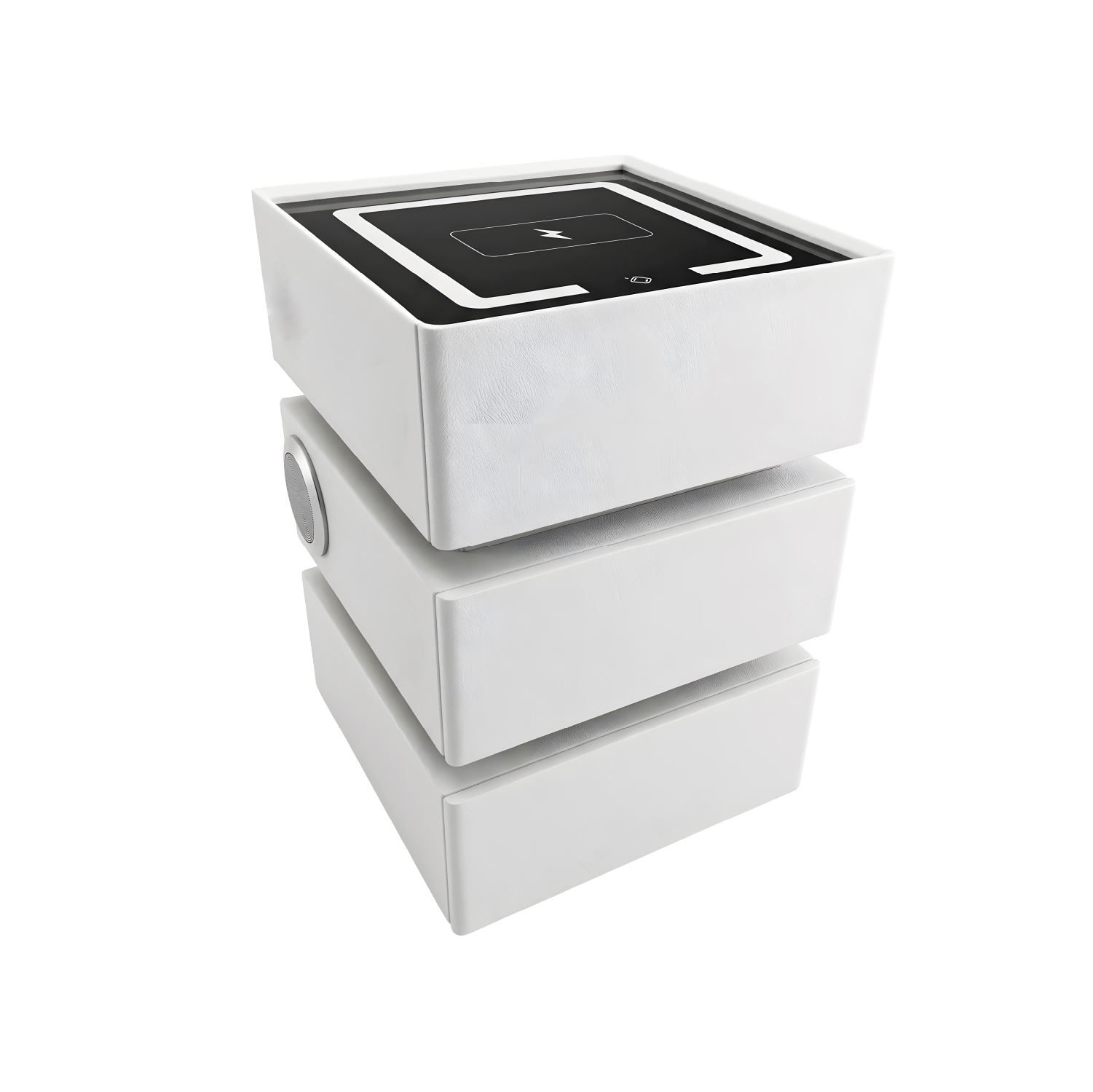 MESA DE NOCHE SMART VR. 5 DE MADERA CON 3 NIVELES, CARGA INALÁMBRICA, PARLANTES BLUETOOTH, USB, LUZ DE 3 TONOS Y CAJONES - 6