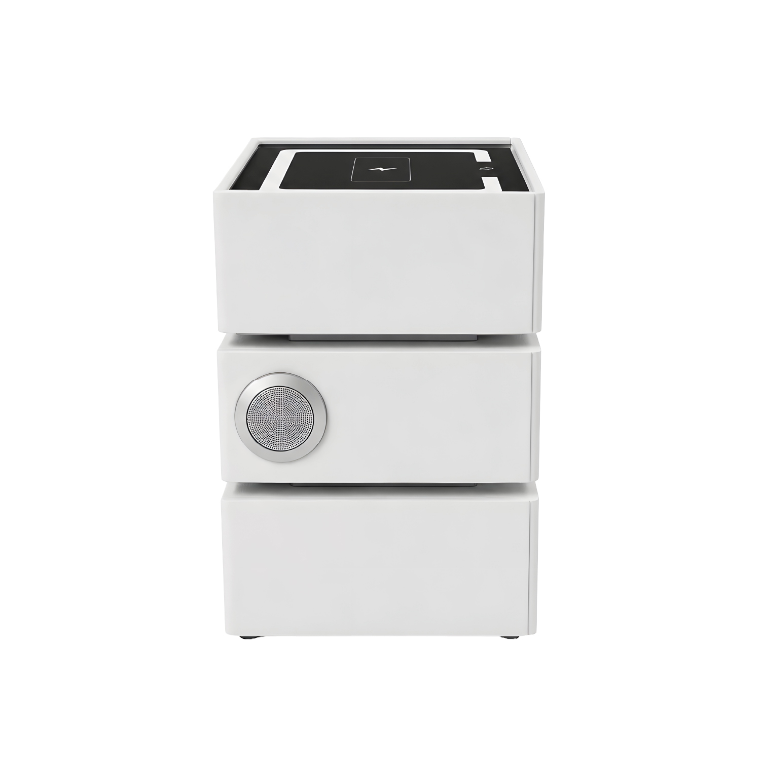 MESA DE NOCHE SMART VR. 5 DE MADERA CON 3 NIVELES, CARGA INALÁMBRICA, PARLANTES BLUETOOTH, USB, LUZ DE 3 TONOS Y CAJONES - 7