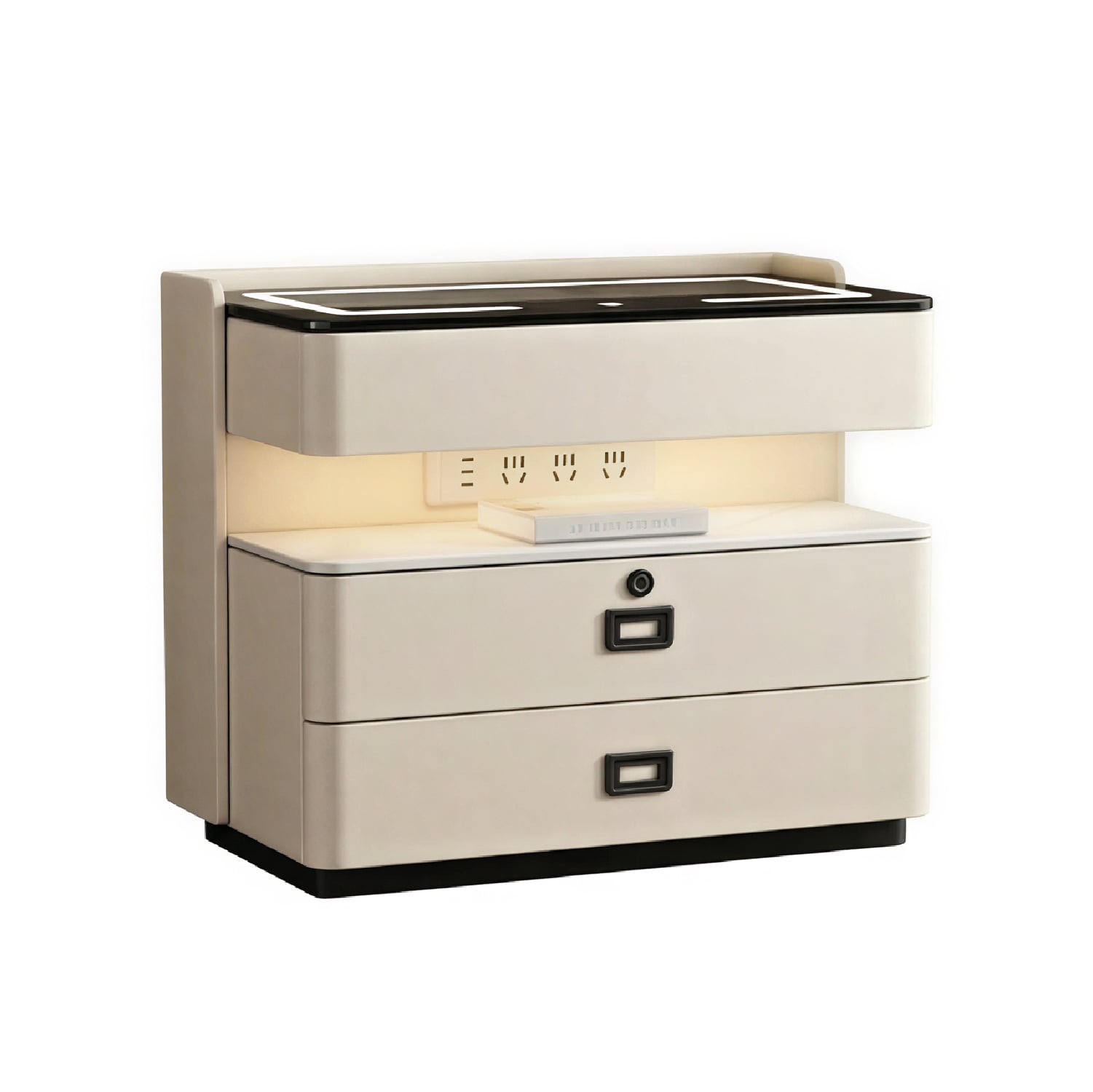 MESA DE NOCHE SMART VR. 8 DE MADERA CON HUELLA DACTILAR, CARGA INALÁMBRICA, PARLANTE BLUETOOTH, USB, LUZ REGULABLE Y CAJONES - 5