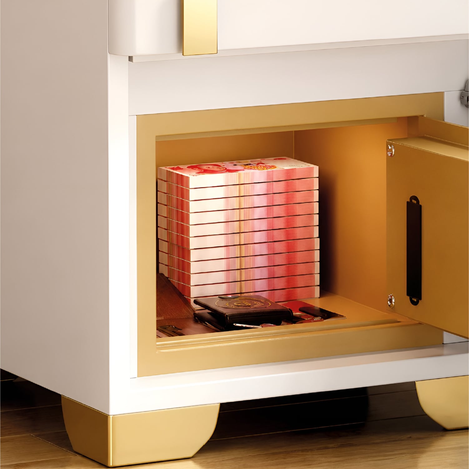 MESA DE NOCHE SMART VR. 2 DE MADERA CON BÓVEDA INTERNA, CLAVE, CARGA INALÁMBRICA, PARLANTE BLUETOOTH, USB Y LUZ REGULABLE - 5