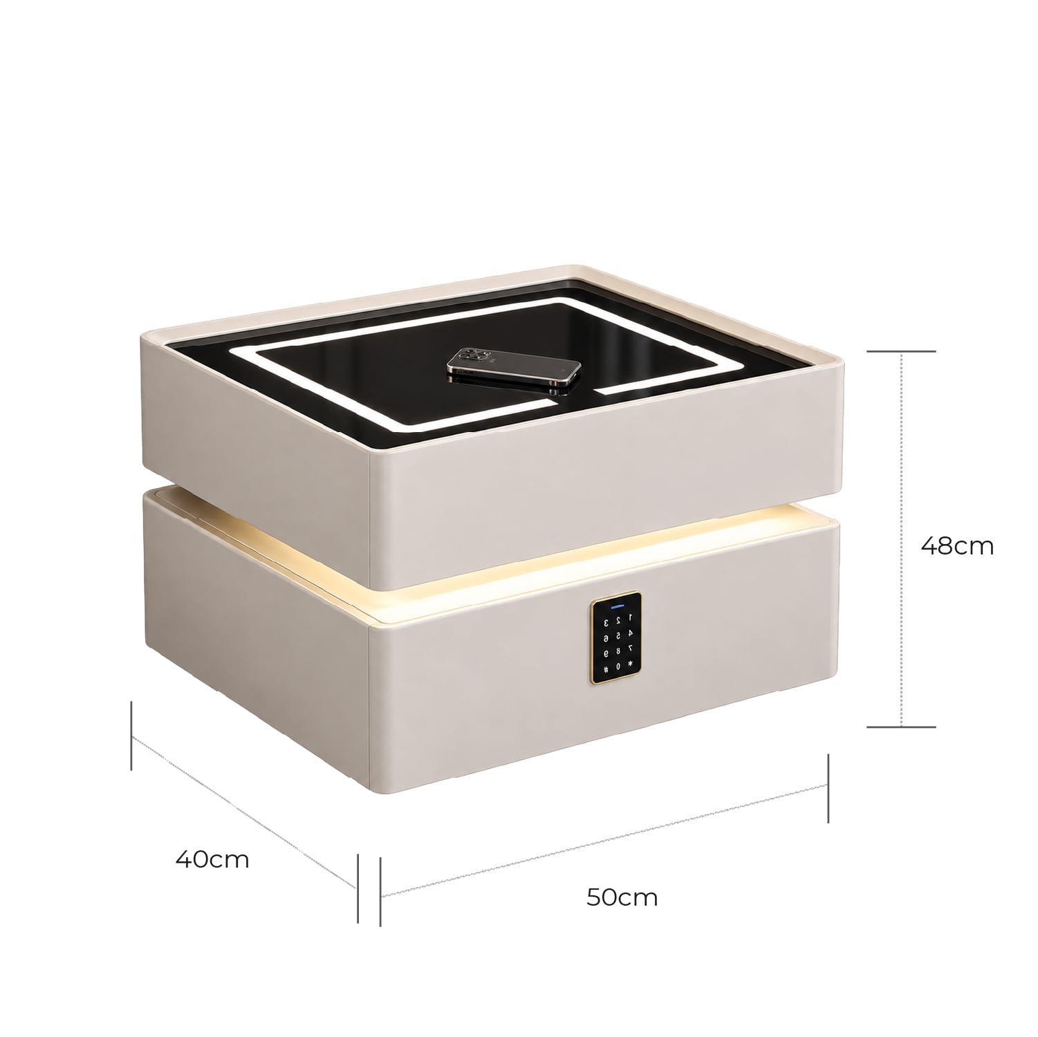 MESA DE NOCHE SMART VR. 4 DE MADERA CON CLAVE NUMÉRICA, CARGA INALÁMBRICA, PARLANTE BLUETOOTH, USB, LUZ REGULABLE Y CAJÓN - 3