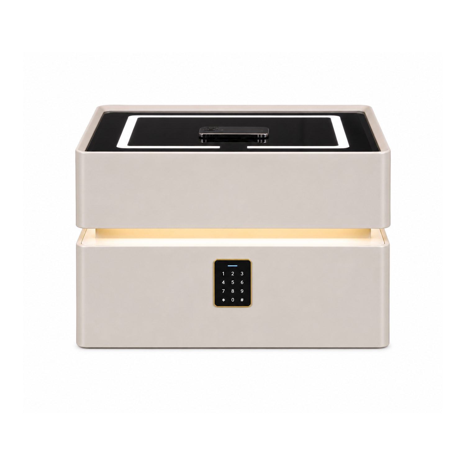 MESA DE NOCHE SMART VR. 4 DE MADERA CON CLAVE NUMÉRICA, CARGA INALÁMBRICA, PARLANTE BLUETOOTH, USB, LUZ REGULABLE Y CAJÓN - 5
