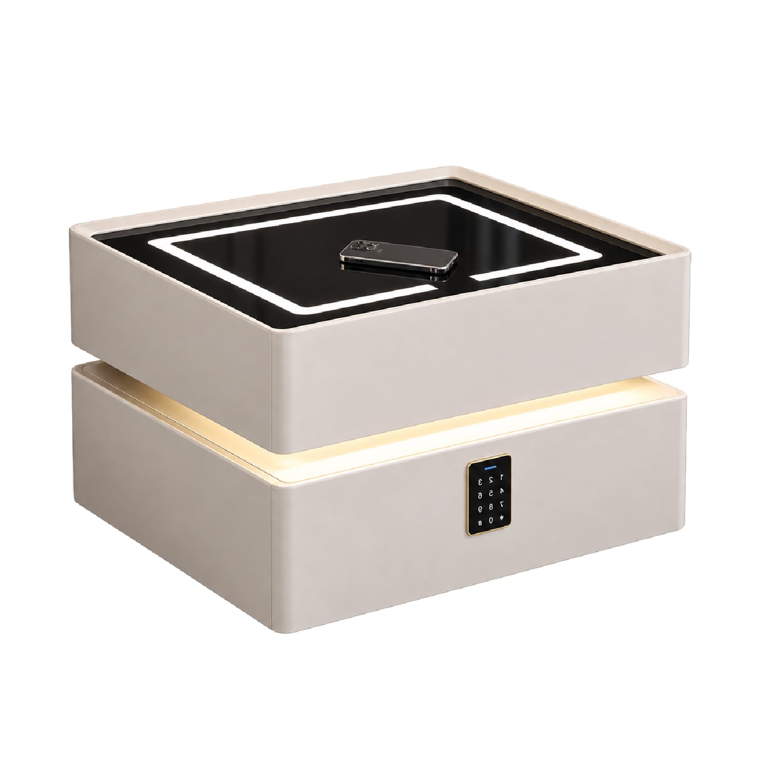 MESA DE NOCHE SMART VR. 4 DE MADERA CON CLAVE NUMÉRICA, CARGA INALÁMBRICA, PARLANTE BLUETOOTH, USB, LUZ REGULABLE Y CAJÓN - 6