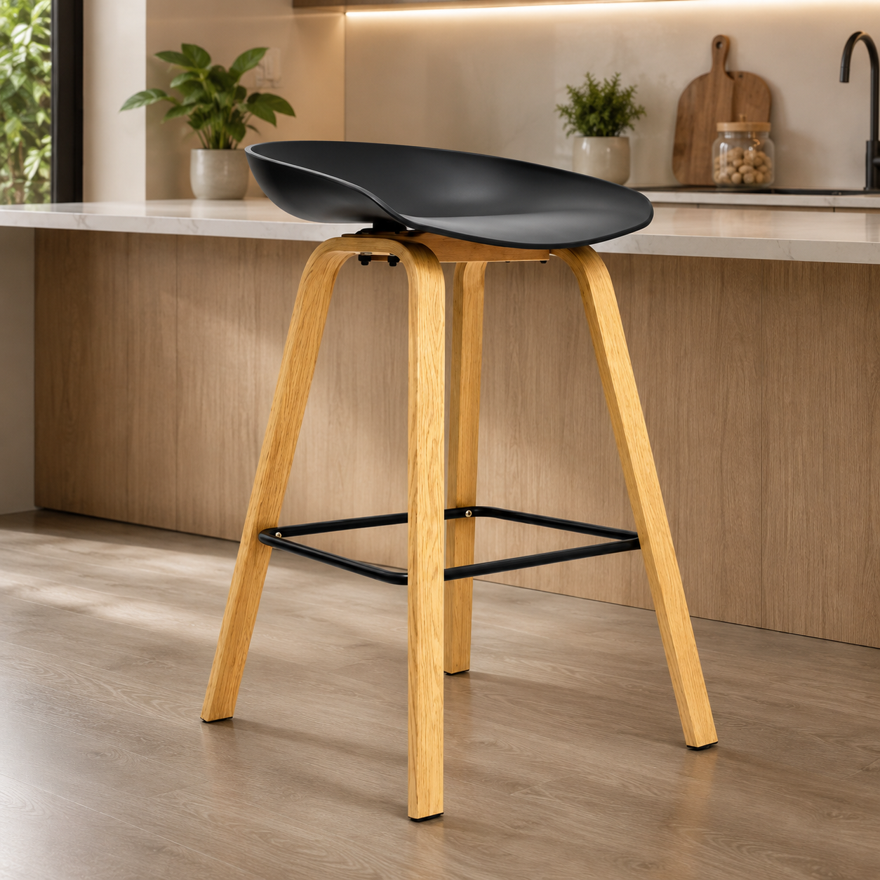 BANCO PARA BAR FIJO MISURI NEGRO ED 75 cm. MOBELART - 1