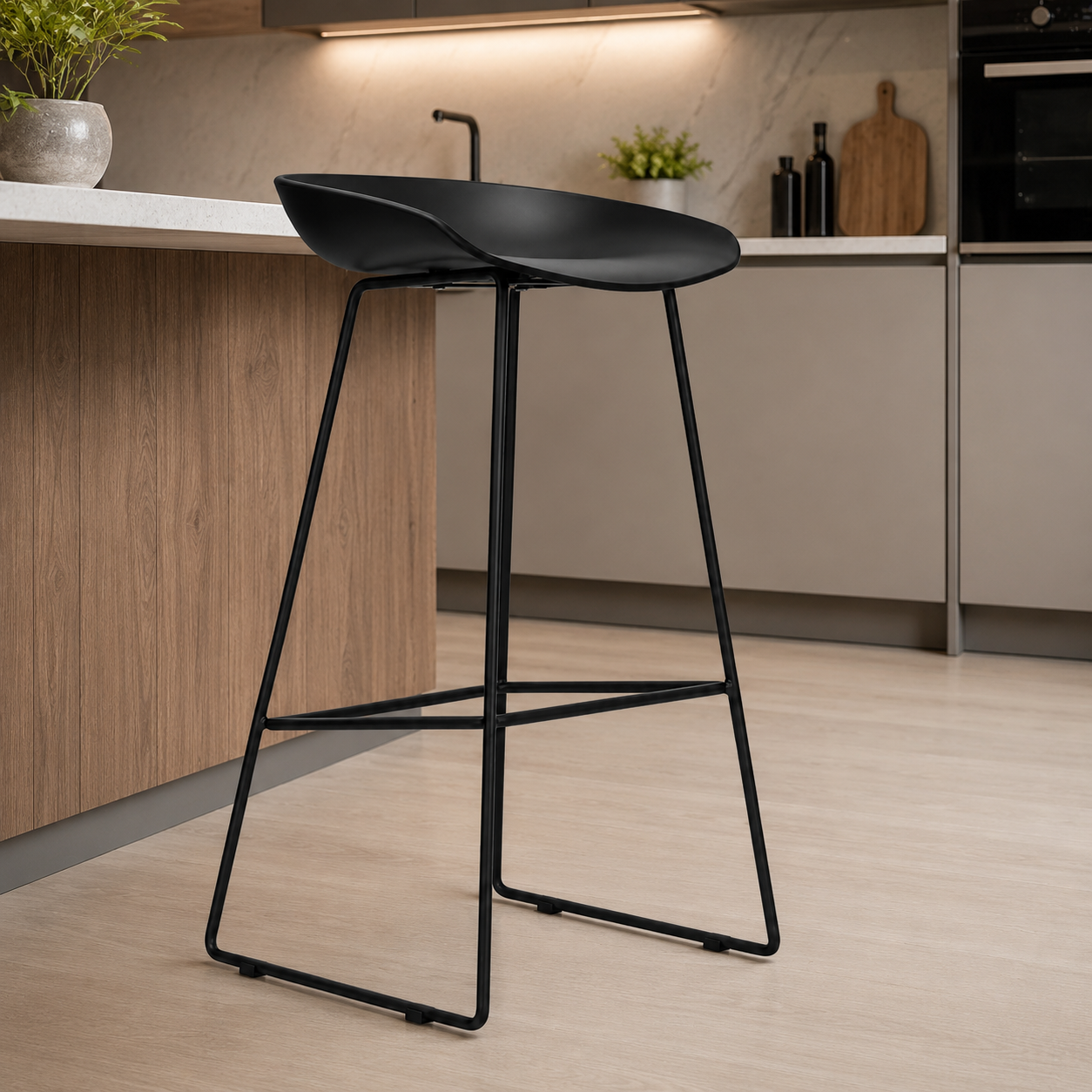 BANCO PARA BAR MISURI TRINEO NEGRO 75cm. MOBELART - 1
