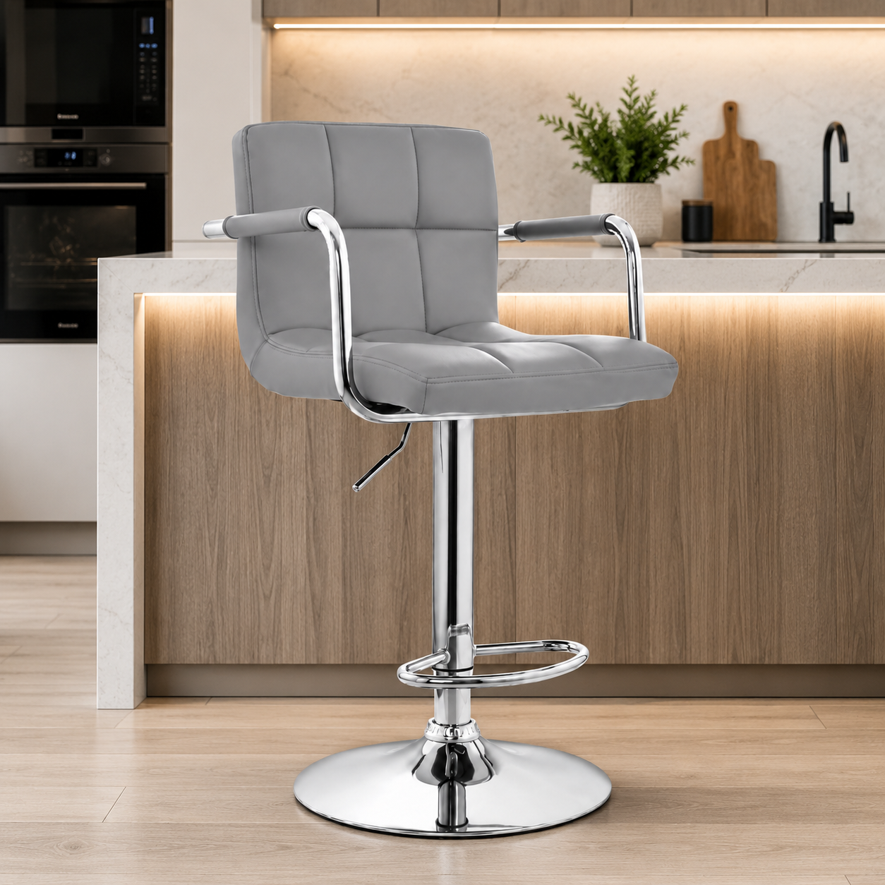 SILLA BAR MOBEL ART PERU BARRA NILL BANCO BRAZOS GIRATORIA MOBELART ACERO GRIS - 1