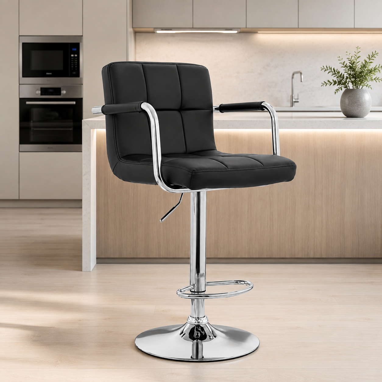 SILLA BAR MOBEL ART PERU NILL CON BRAZOS BANCO GIRATORIA MOBELART ACERO NEGRO - 1