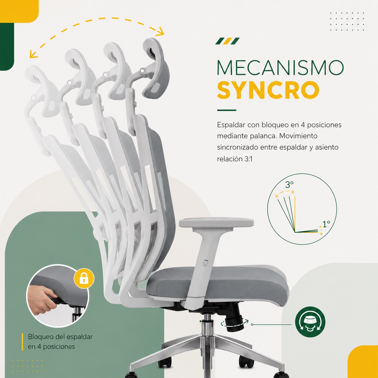 SILLA DE OFICINA MOBEL ART PERU DELPHI 2 PRESIDENTE GRIS ERGONÓMICA MOBELART - 6