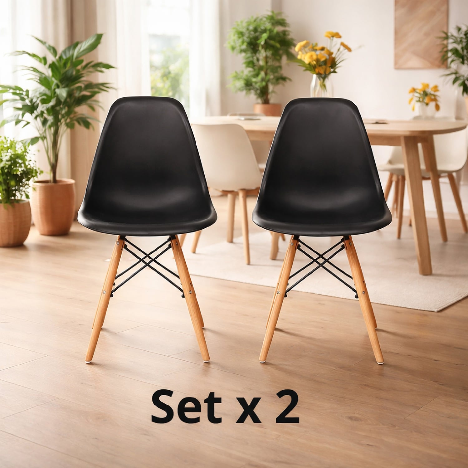 SET X 2 SILLAS DISEÑO EAMES BE NEGRO MÖBELART - 1