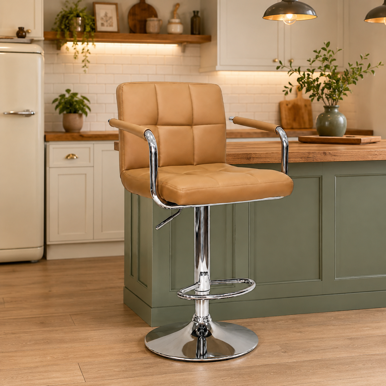 SILLA BAR NILL CON BRAZOS GIRATORIA PU CAFÉ CLARO MÖBELART - 1