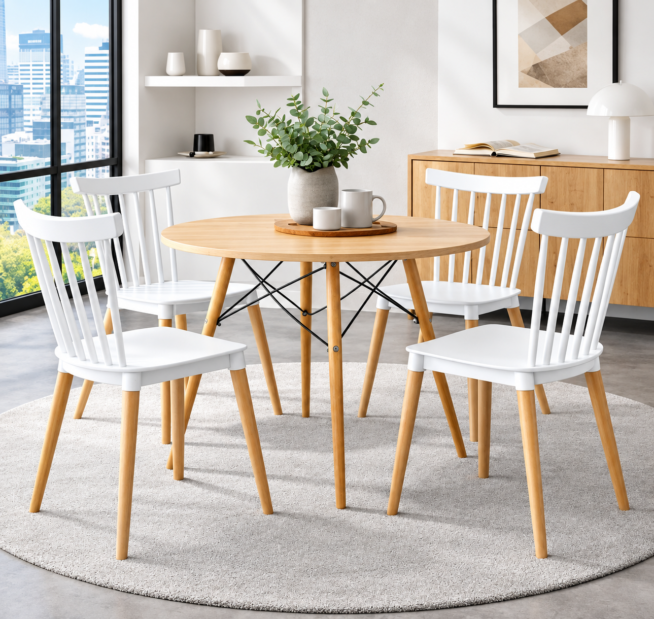 JUEGO DE COMEDOR AURA BLANCO 4 PUESTOS MÖBELART - 1