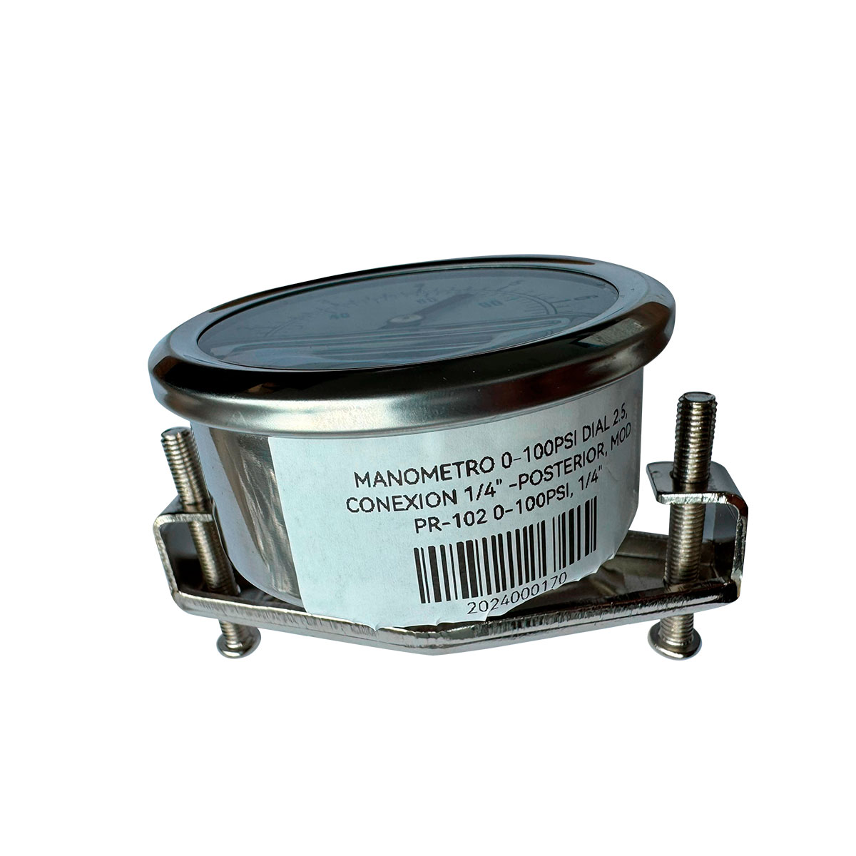 MANOMETRO 0-100PSI DIAL 2.5, CONEXION 1/4' -POSTERIOR, MOD PR-102 0-100PSI, 1/4' - 2