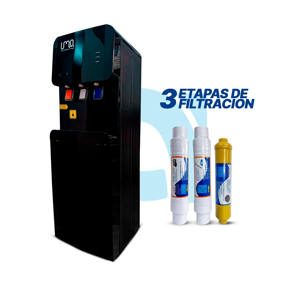 DISPENSADOR DE AGUA ULTRABLACK CON MINERALIZADA 3 FILTROS - PURIFICADOR DE AGUA - 1