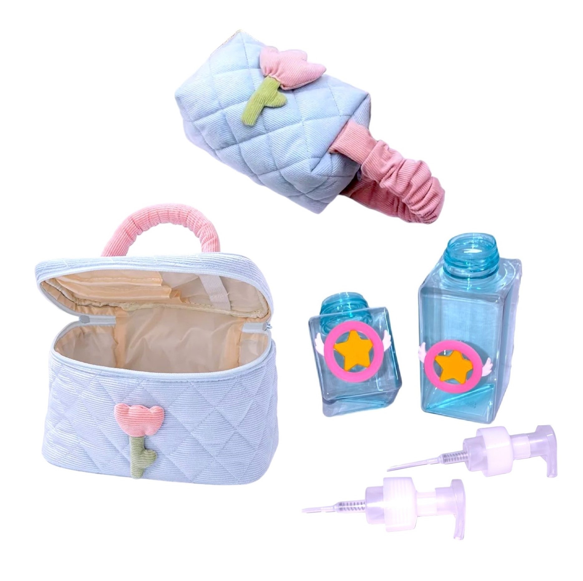 SET KAWAII: NECESER GRANDE, NECESER PEQUEÑO Y 2 DISPENSADORES DE JABÓN LÍQUIDO. - 3