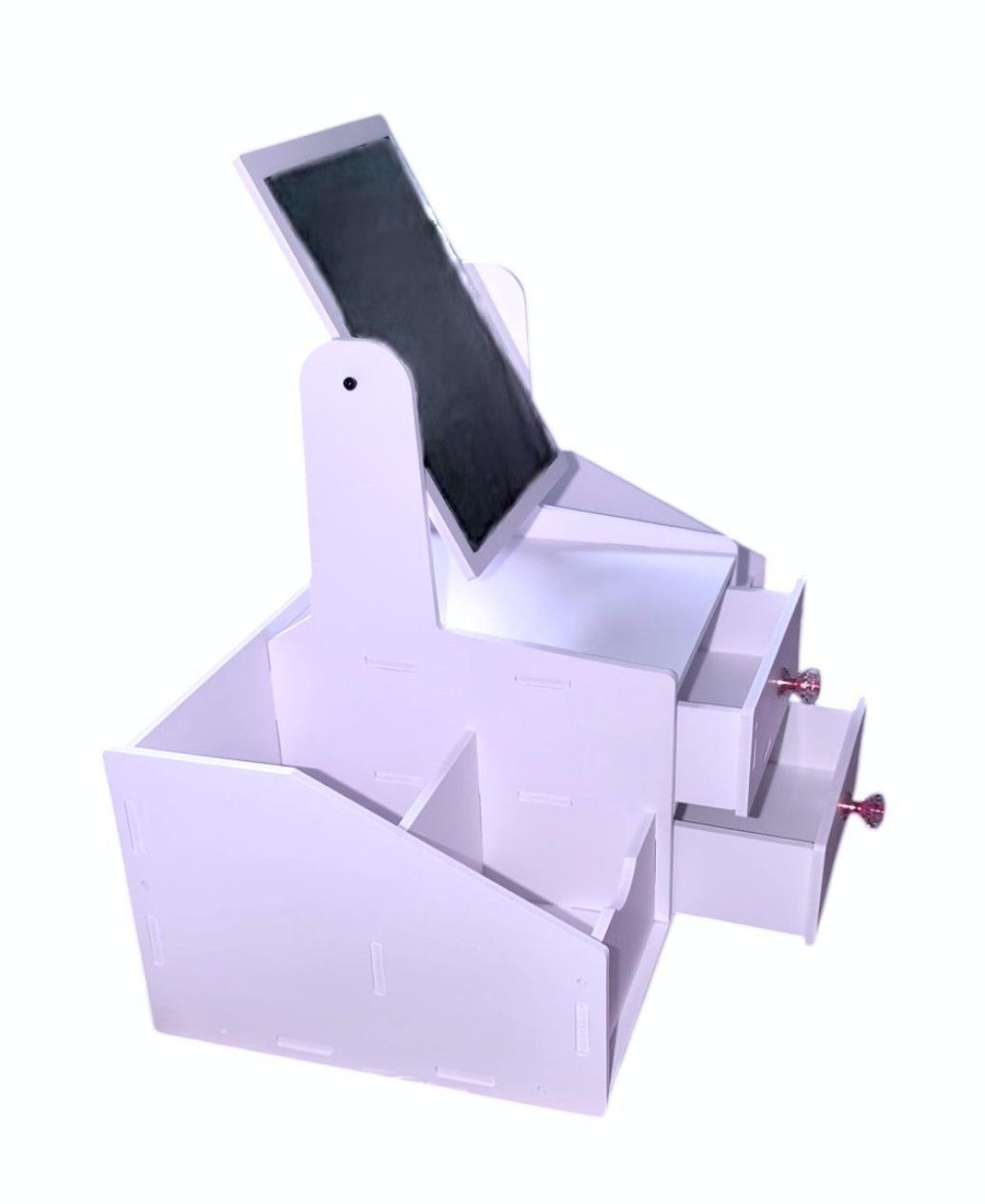 ORGANIZADOR MULTIUSOS 2 CAJONES CON ESPEJO CUADRADO COLOR BLANCO - 3