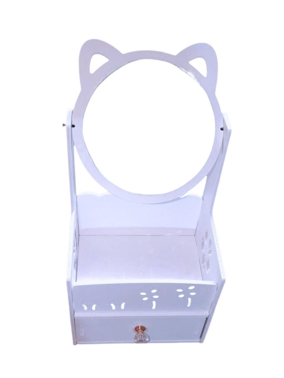 ORGANIZADOR DE MAQUILLAJE CON ESPEJO GATITO - FLORES - 1