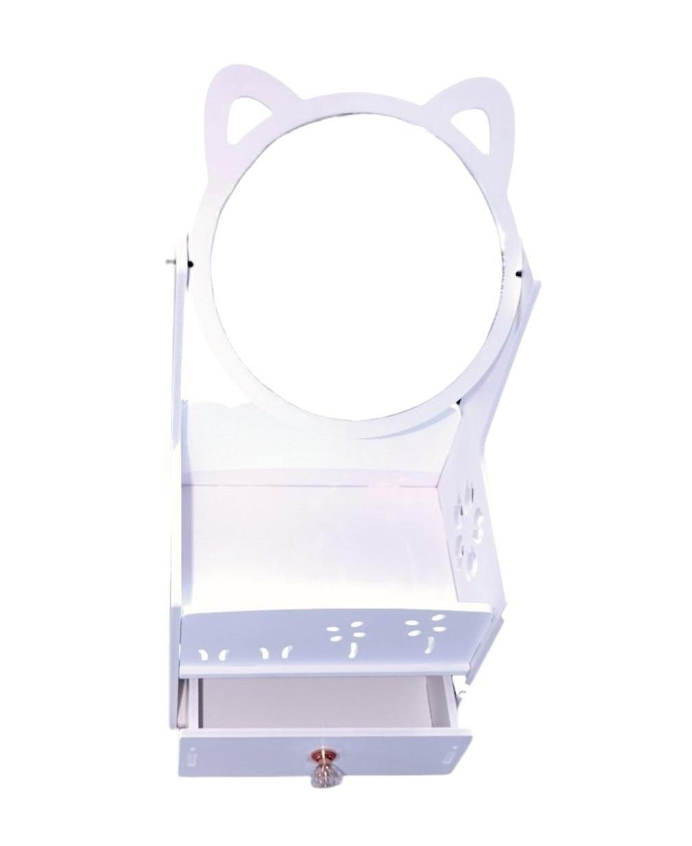ORGANIZADOR DE MAQUILLAJE CON ESPEJO GATITO - FLORES - 4