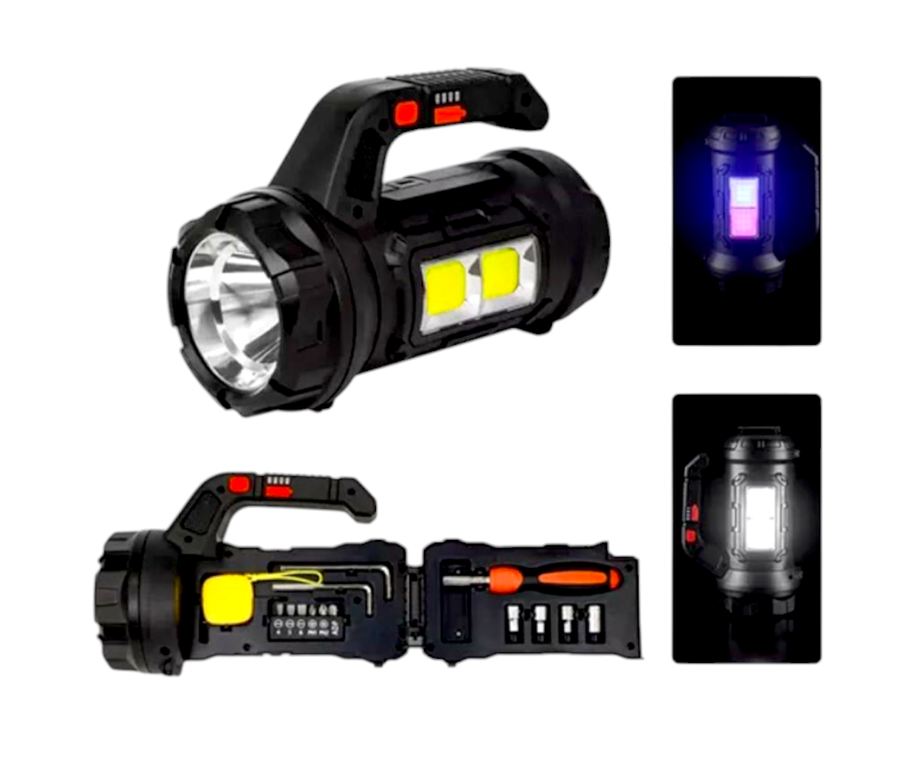 LINTERNA DE EMERGENCIA  RECARGABLE CON HERRAMIENTAS 18W - 2